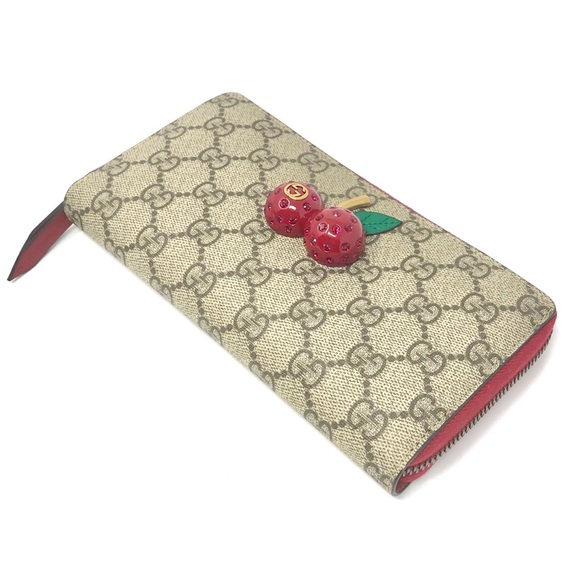 NWT Gucci Women’s Canvas GG Logo Wallet w/ Cherry - Picture 3 of 8